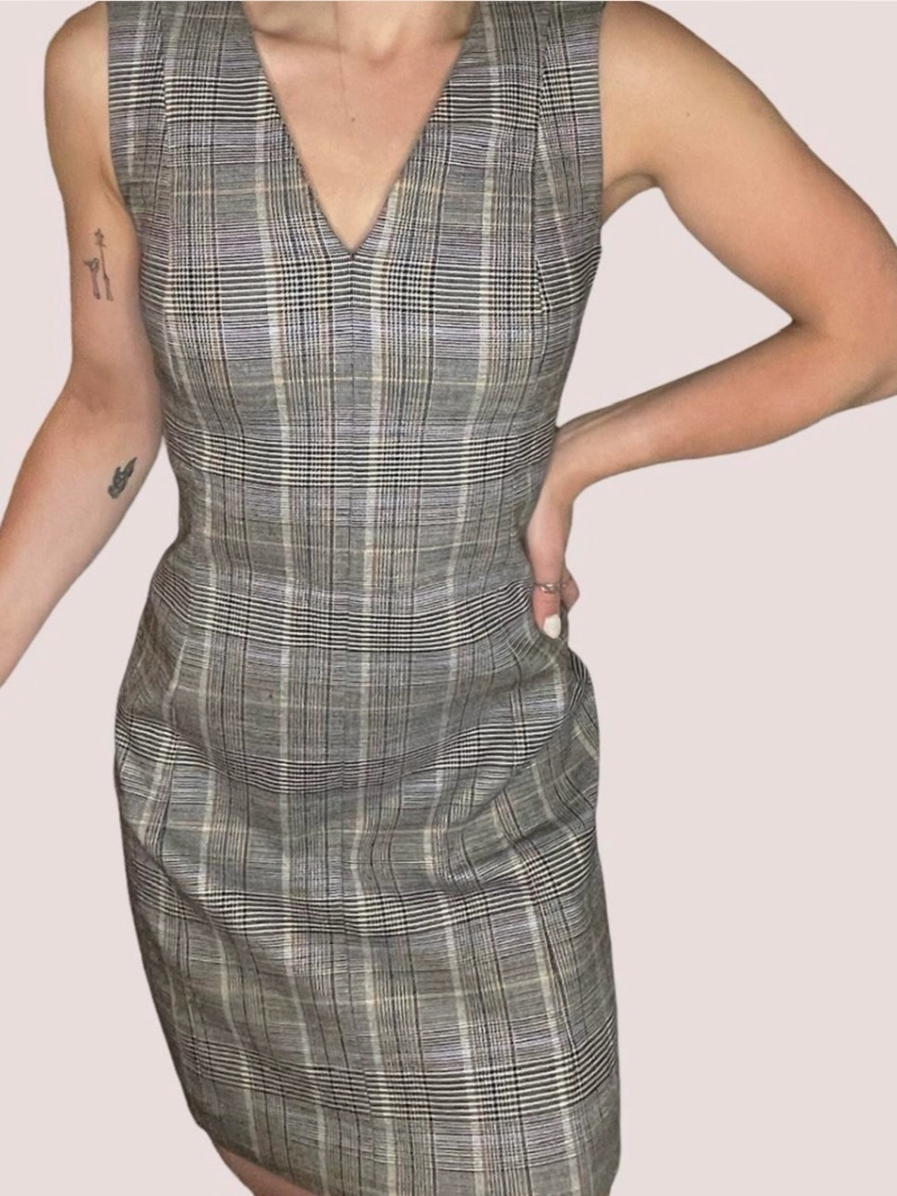 Theory Virgin Wool Plaid Mini Sheath Dress Size 4 Academia